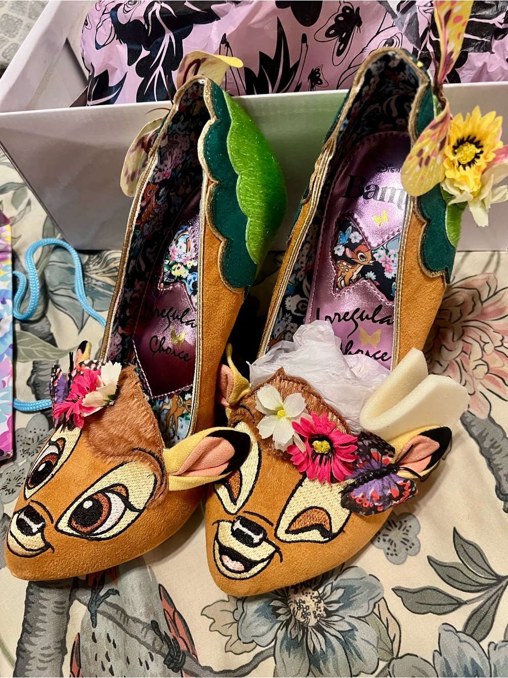 Irregular Choice Disney Bambi Heels with Floral Embellishments